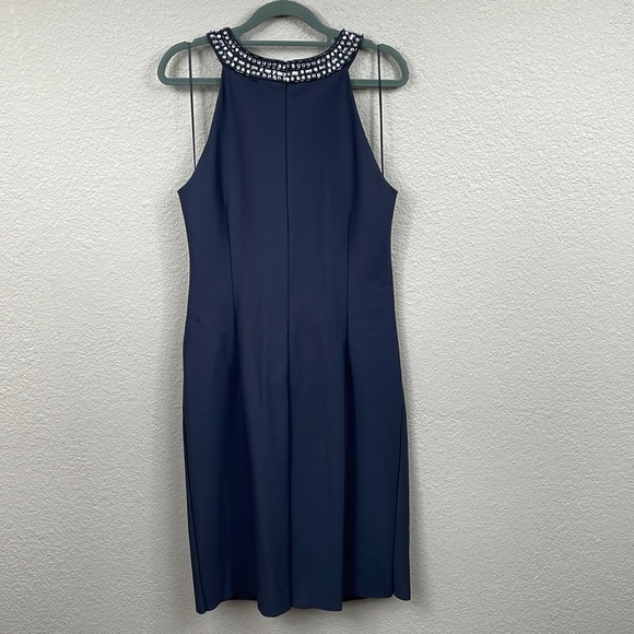 NWT Alex Evenings Sheath Compression Dress Embellished Halter Style Neckline 14 - Picture 7 of 16